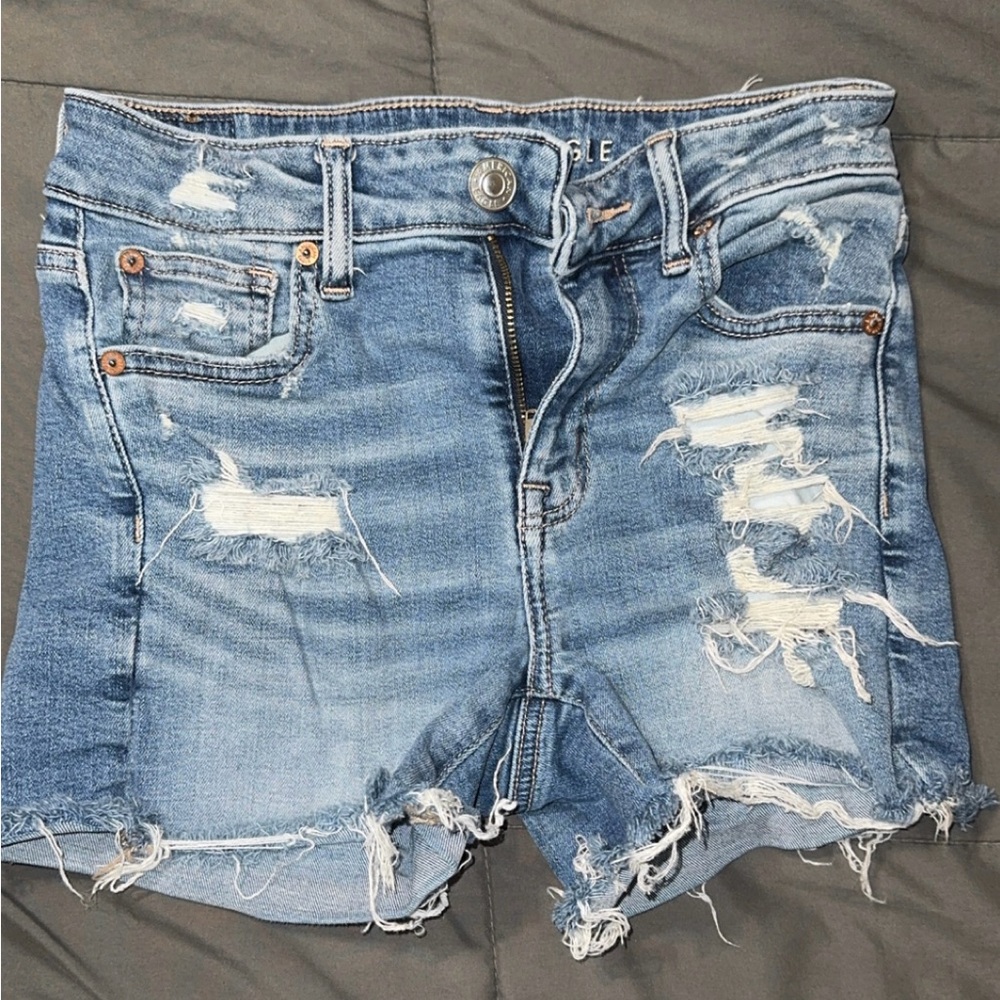 American Eagle Outfitters Light Blue Ripped Jean Shorts